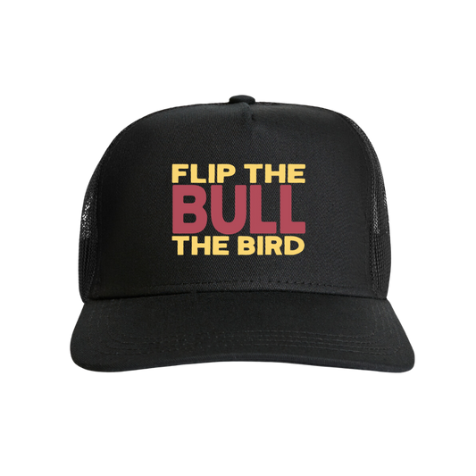 Flip the Bull Hat Black Trucker Hat